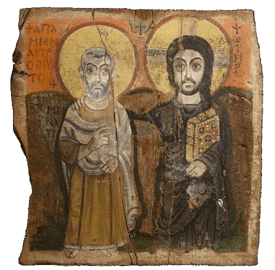 Icono de Cristo y el Abad Mena